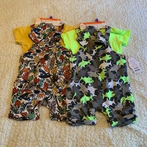 2 sets 3 piece sets shark & wildlife baby boy